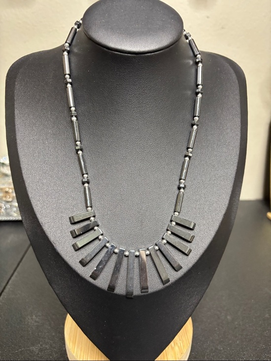 Source Unknown Jewelry - Hematite Collar Beaded Silver Tone Necklace Minimalist